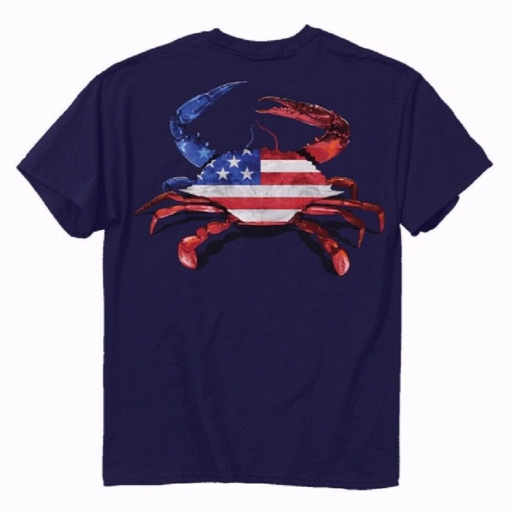 Ameri-Crab U.S. Flag Short Sleeve T-Shirt - NEW FAST SHIP